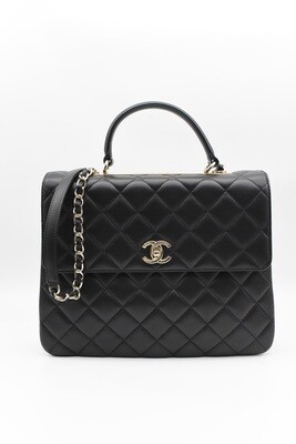 Chanel Trendy CC Large, Black Lambskin Leather with Gold Hardware, Preowned in Dusbag GA006