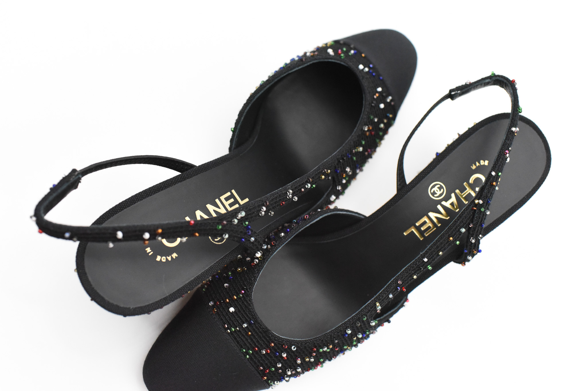 Chanel Slingback with Glitter, Size 36.5, New in Box GA001