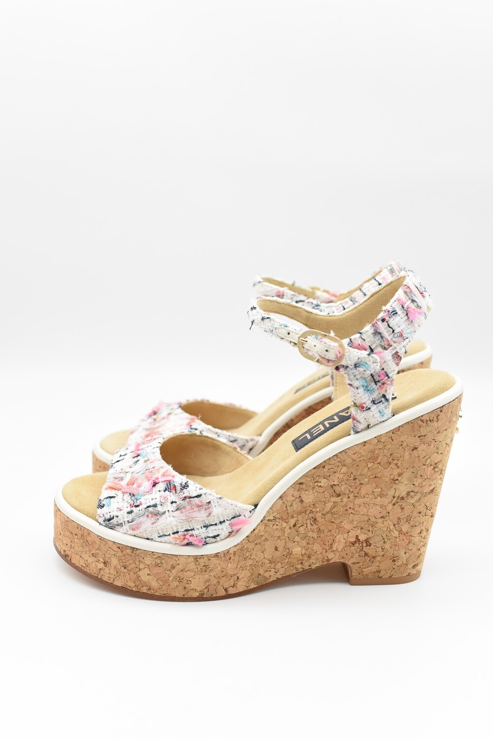Chanel Shoes Tweed Wedges, Multicolor, Size 40, New in Box GA006