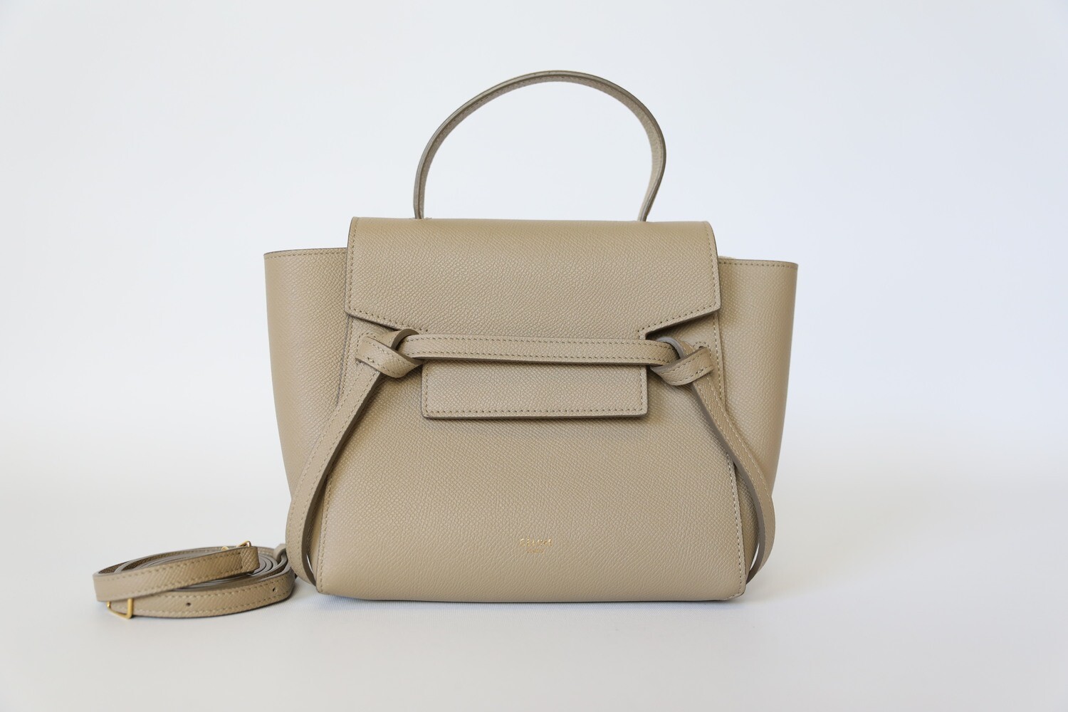 Celine Belt Bag Nano, Beige, Preowned in Dustbag WA001