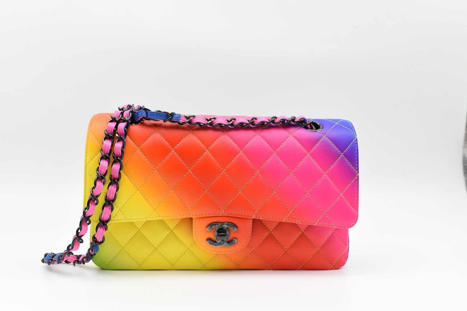 New 23C Chanel Limited Edition Rainbow 🌈Medium Classic Flap Bag Handbag  SALE!!