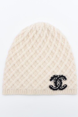 Chanel Hat Beanie, Ivory and Black, New without Box GA006