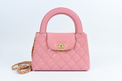 Chanel Kelly Bag, Small, Pink Calfskin Leather with Gold Hardware, New In Box GA001