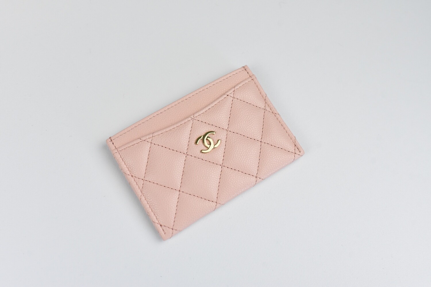 Chanel SLG Flat Cardholder, Pink Caviar with Gold Hardware, New in