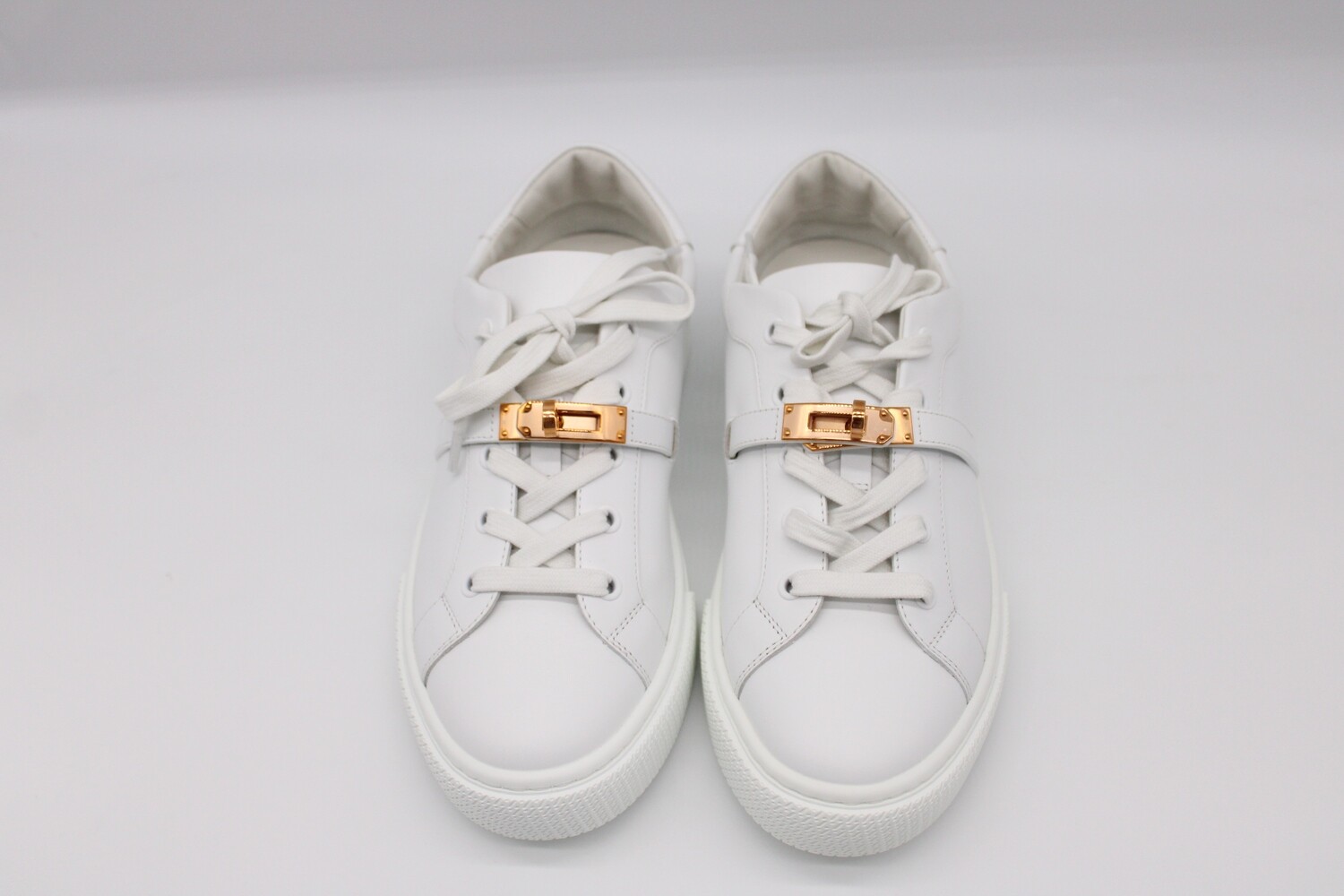 IGLIVE Hermès Kelly Day Sneakers, White, Rose Gold Hardware, Size 39.5, New in Box CMA001