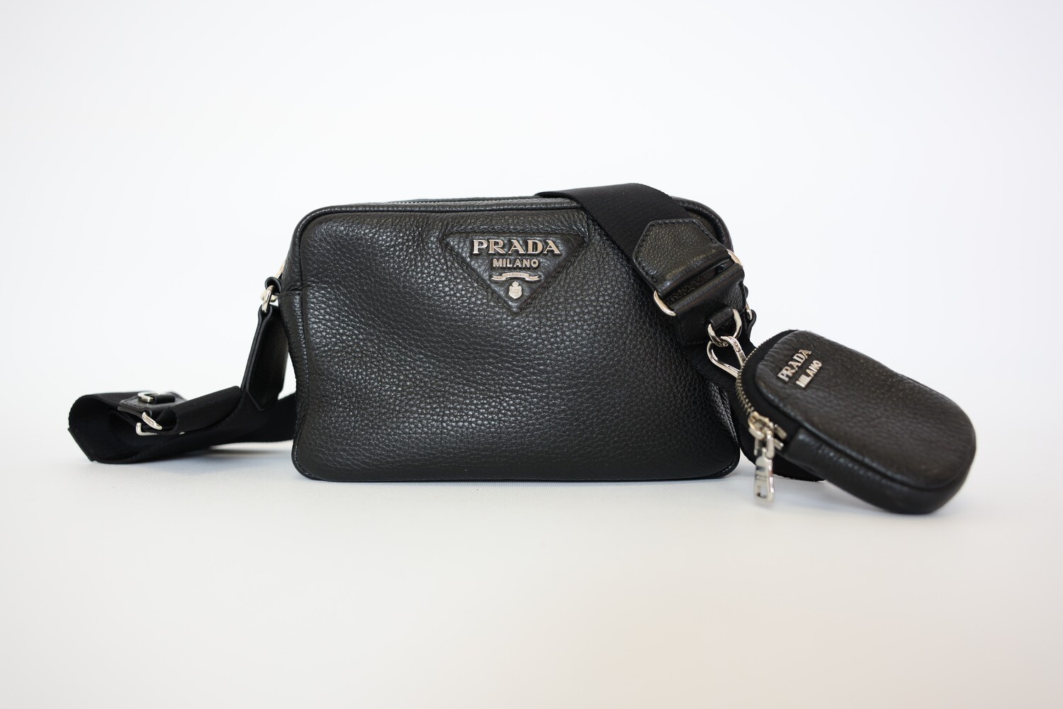 Prada Camera Bag, Black Leather with Silver Hardware Prada Camera Bag, Black Leather with Silver Hardware