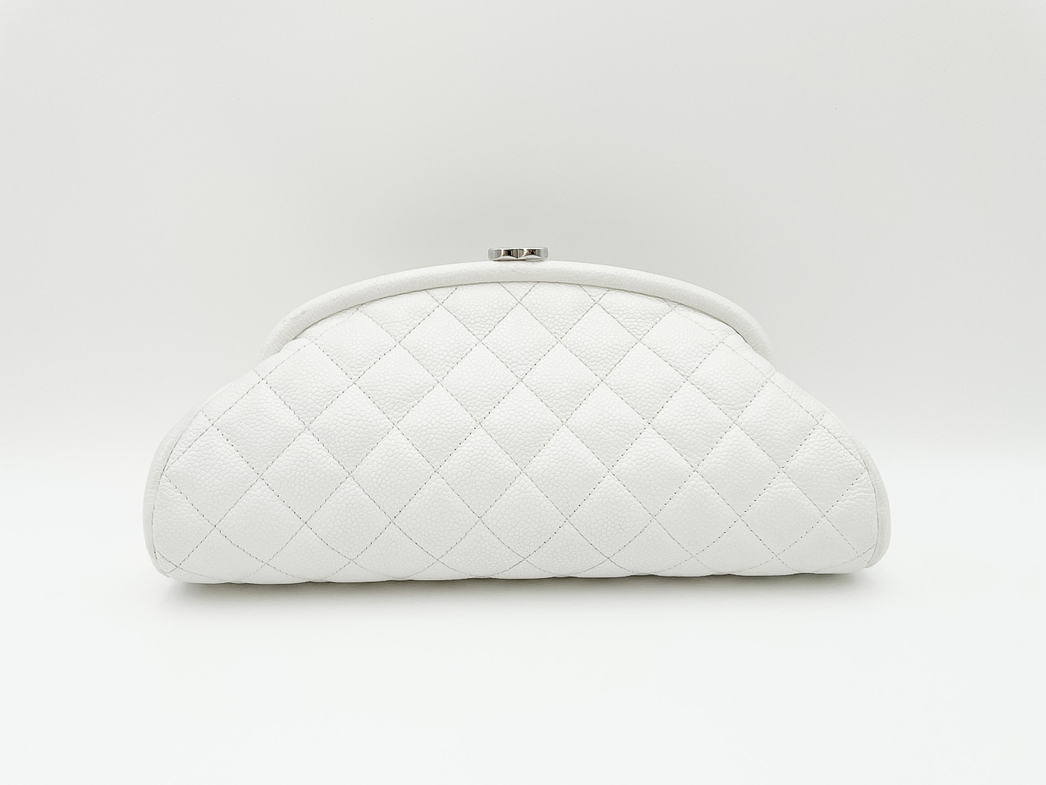Chanel Timeless Clutch, White Caviar with Silver Hardware, Preowned in  Dustbag GA001