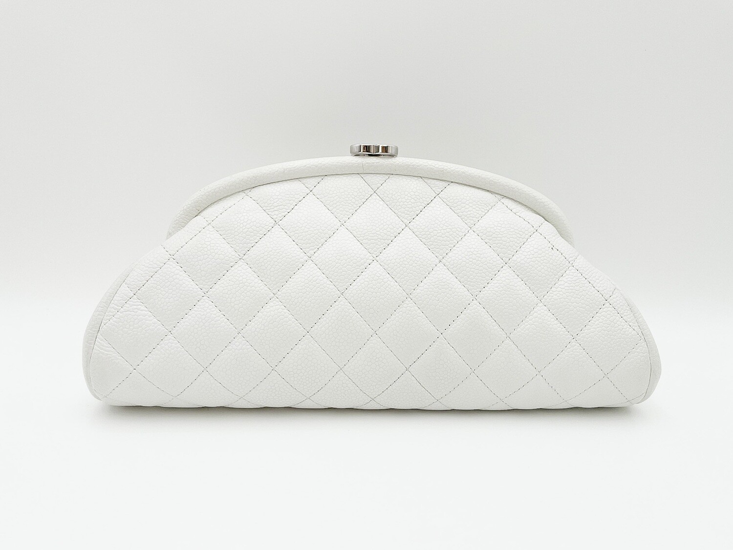 Chanel Timeless Clutch, White Caviar with Silver Hardware, Preowned in  Dustbag GA001