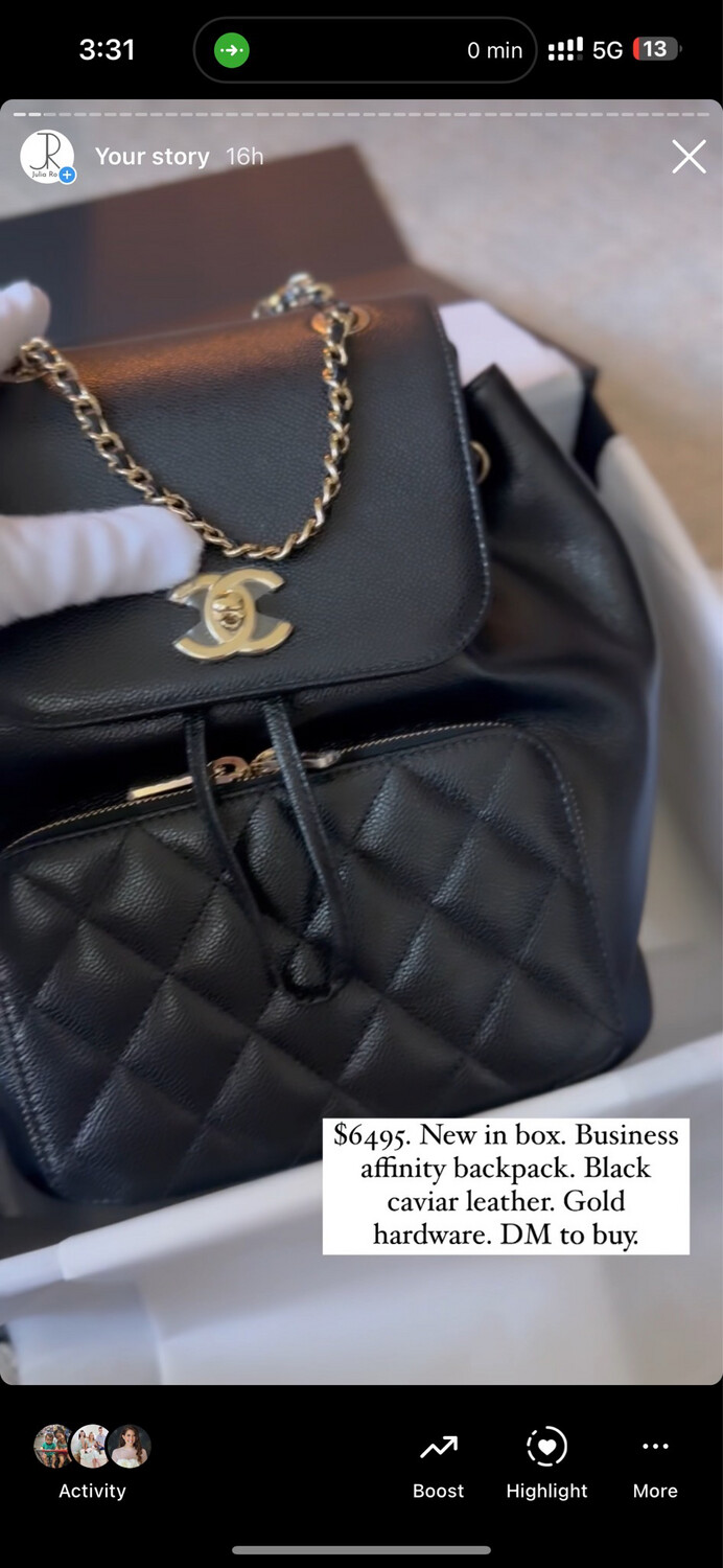Chanel Business Affinity Backpack Black Caviar Leather, Gold Hardware, New In Box P