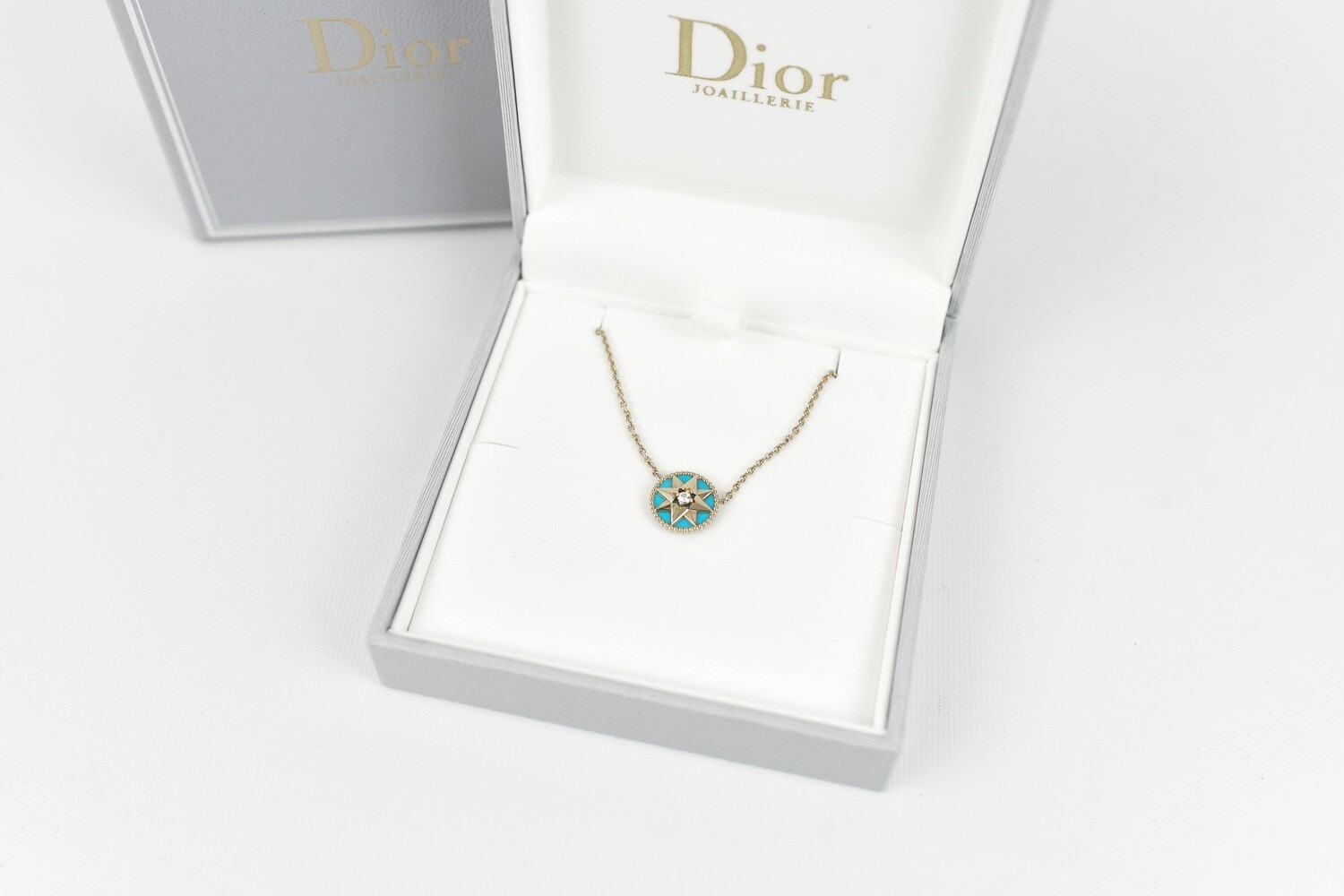 Christian Dior Rose Des Vents, Gold, Turquoise, and Diamond Necklace, New  in Box GA003 - Julia Rose Boston