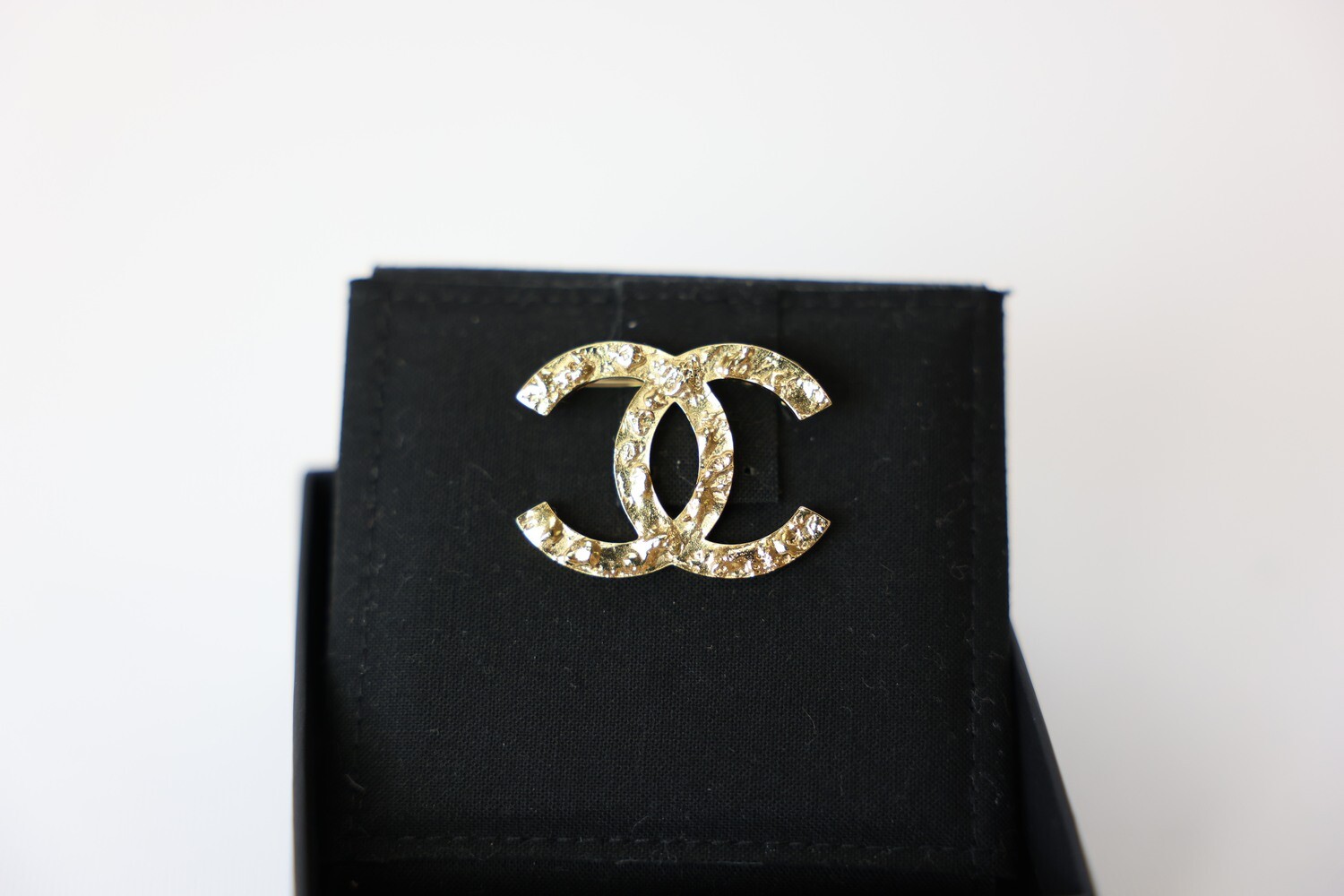 Chanel Brooch, Gold Textured, New in Box WA001