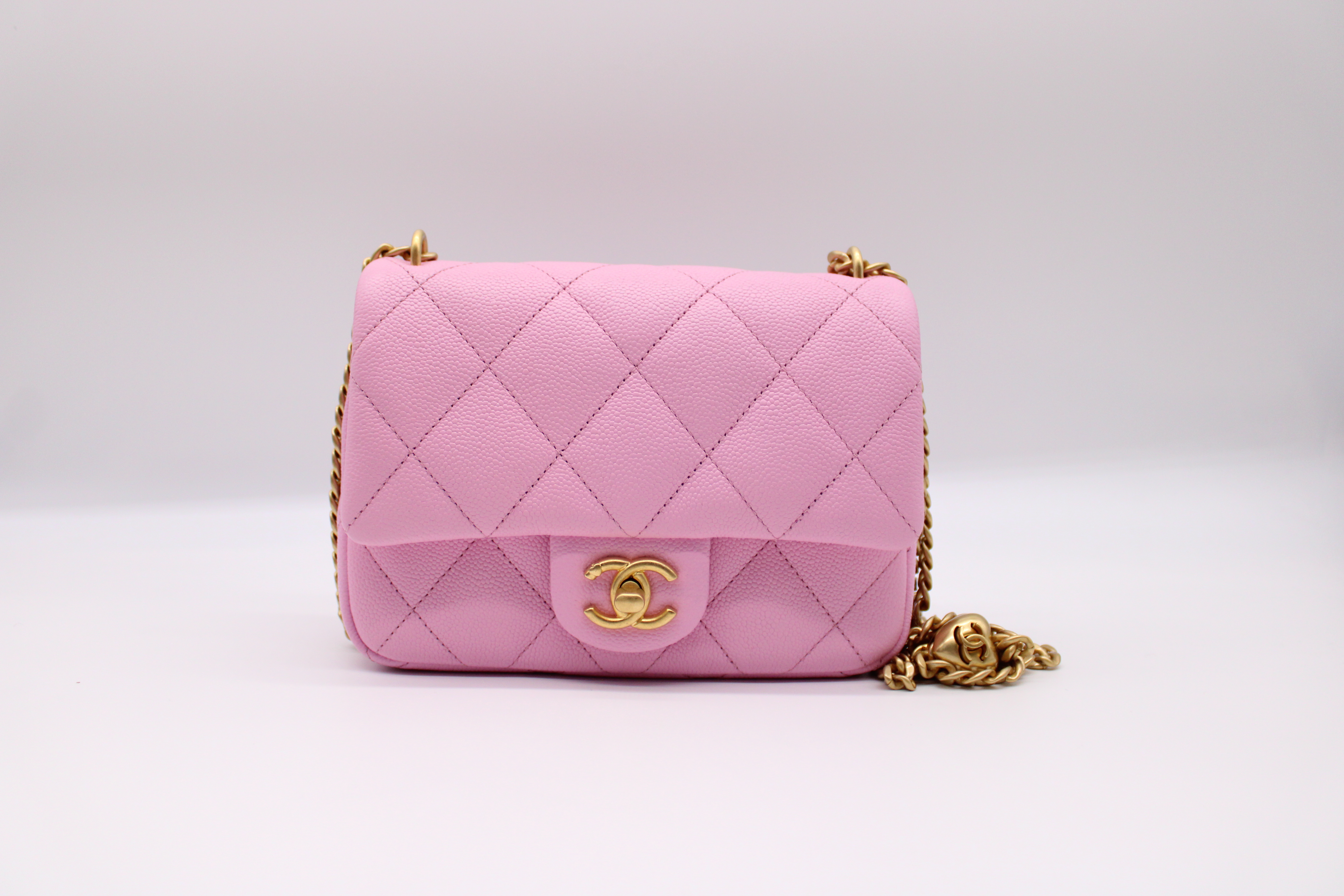 CHANEL Caviar Quilted Sweetheart Mini Rectangular Flap Pink | FASHIONPHILE