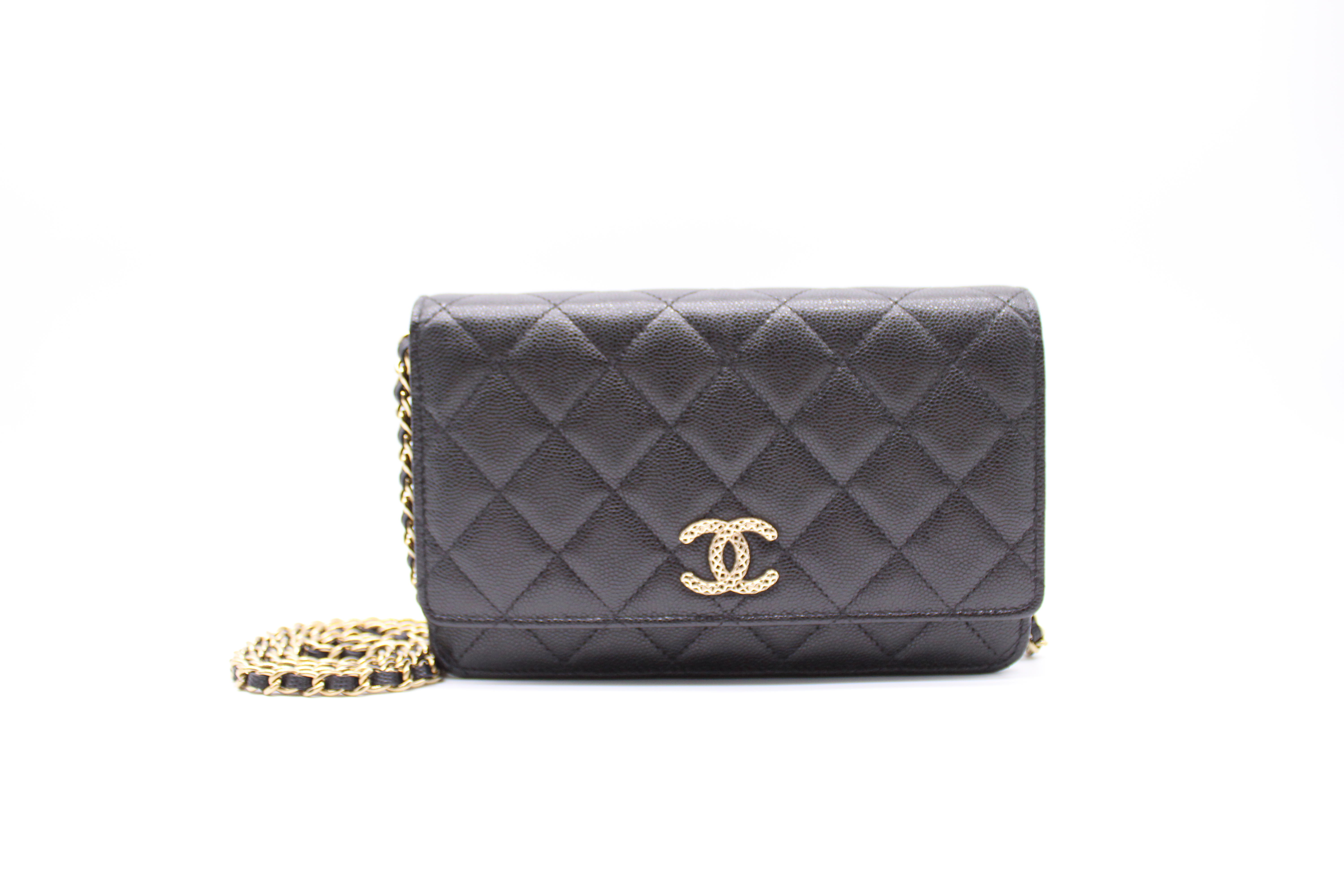 CHANEL Caviar Wallet On Chain WOC Black Shoulder Bag Crossbody Leather  ref.310101 - Joli Closet