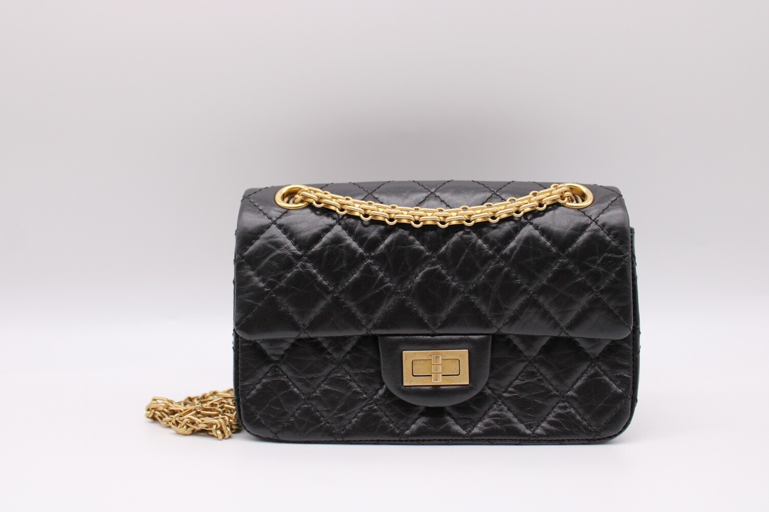 Chanel Reissue Mini, Black Calfskin Leather, Gold Hardware, Preowned in Box  CMA001