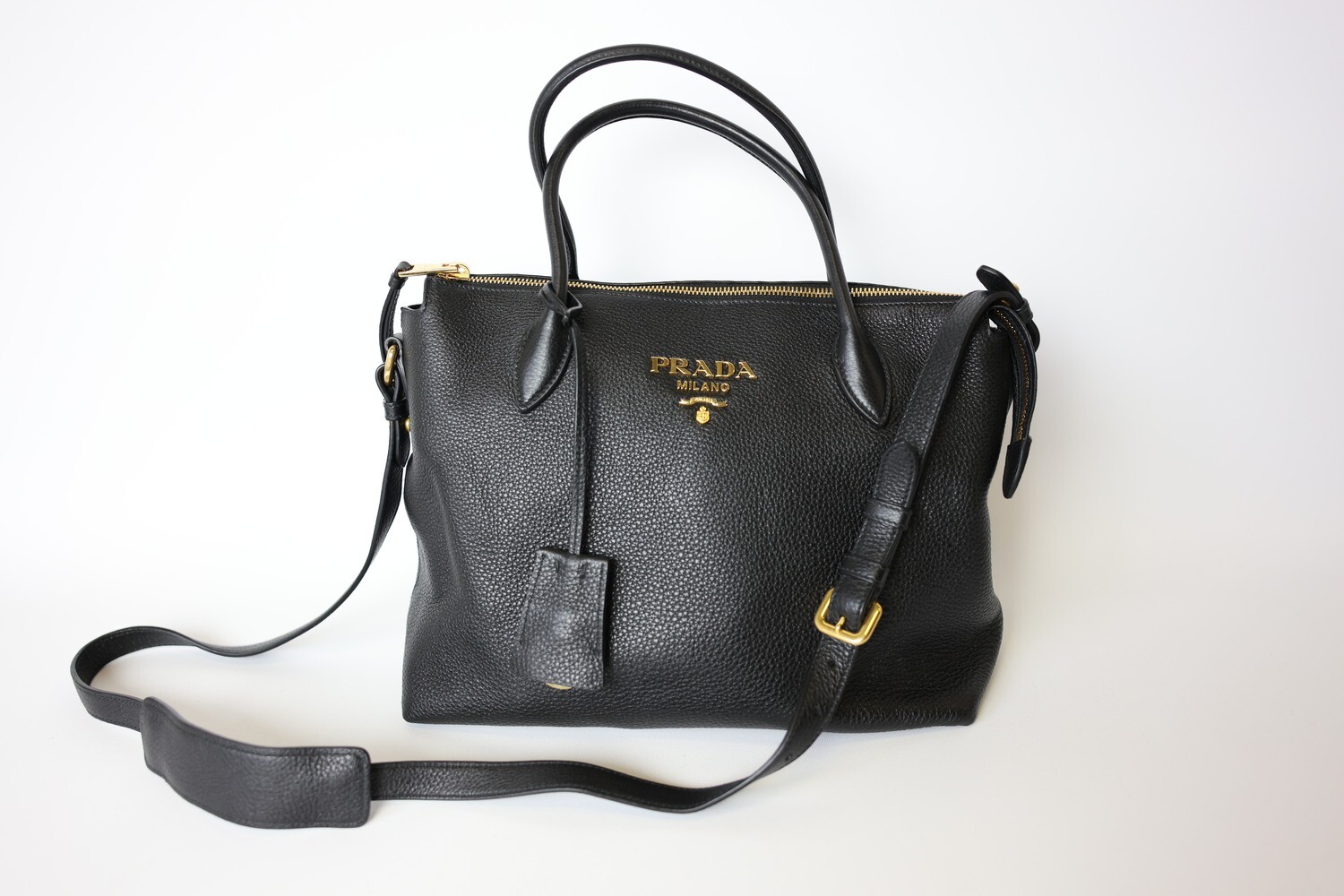 Prada Top Handle Tote, Black with Gold Hardware, Preowned No Dustbag
