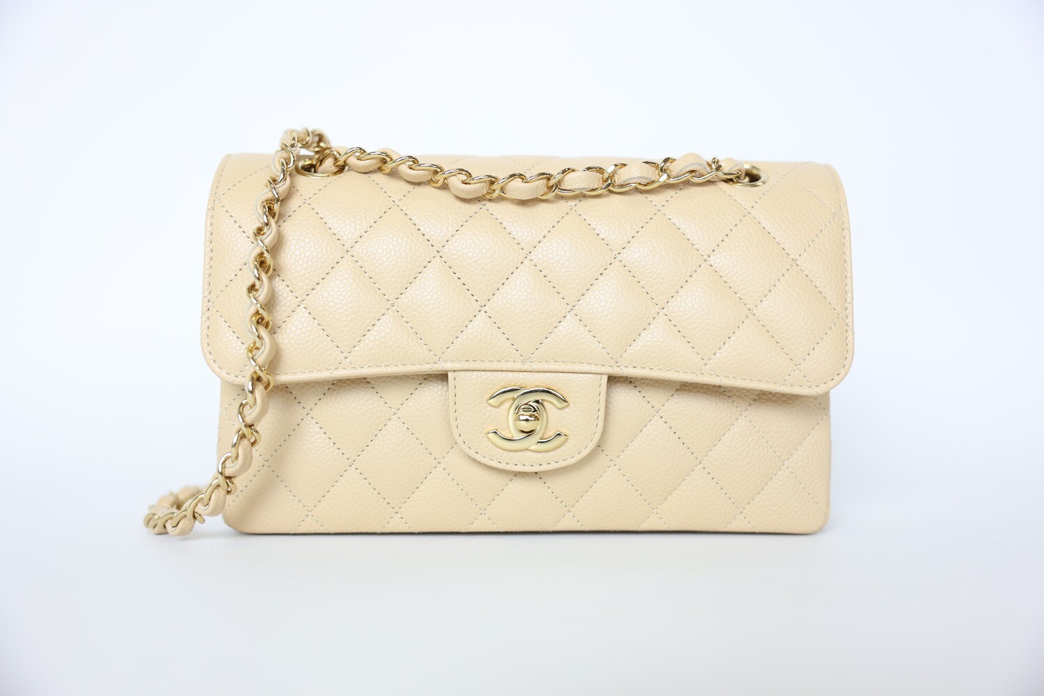 Chanel, Beige Caviar Classic Double Flap Bag