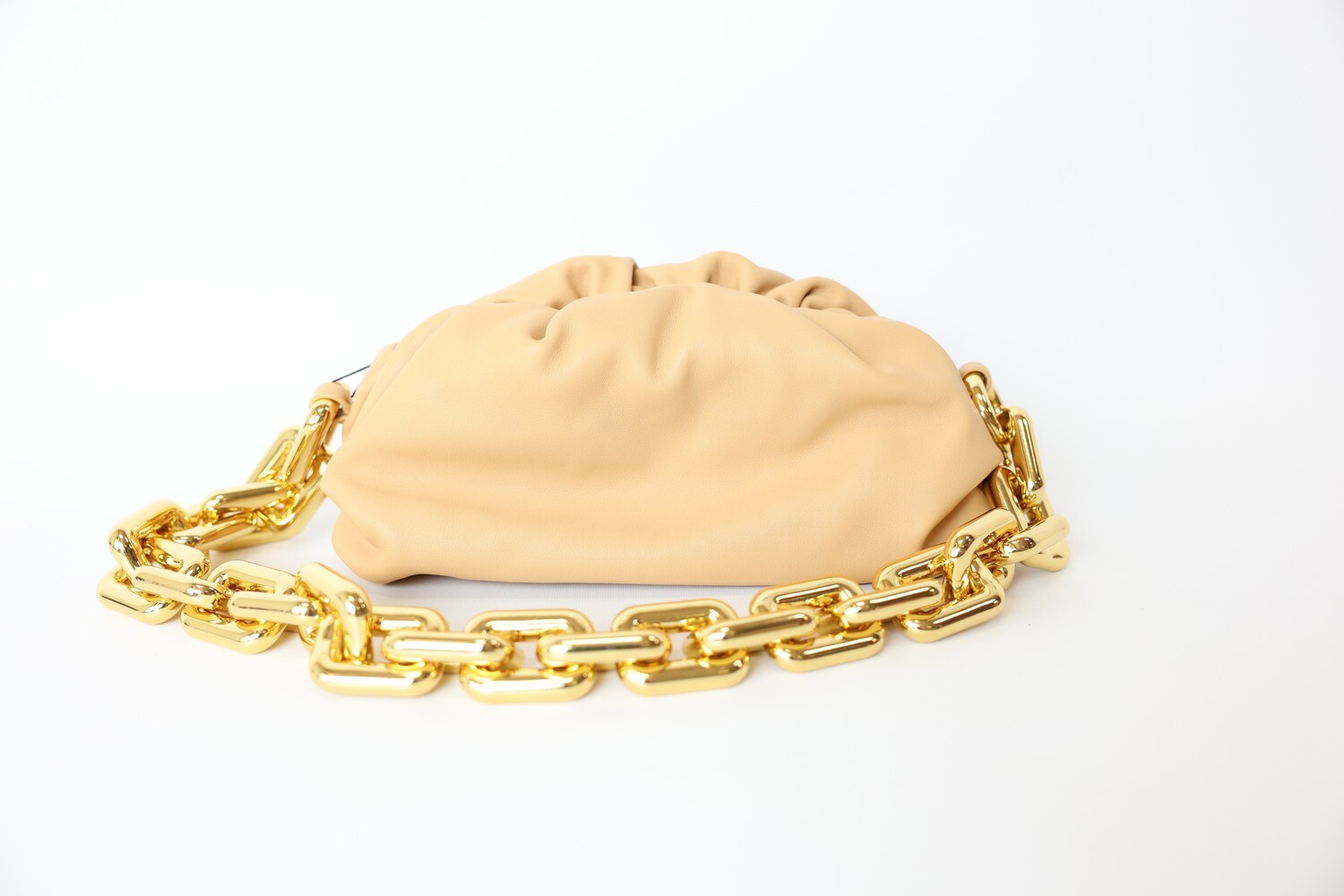 Bottega Veneta Pouch with Chain, Almond Beige, New in Dustbag WA001