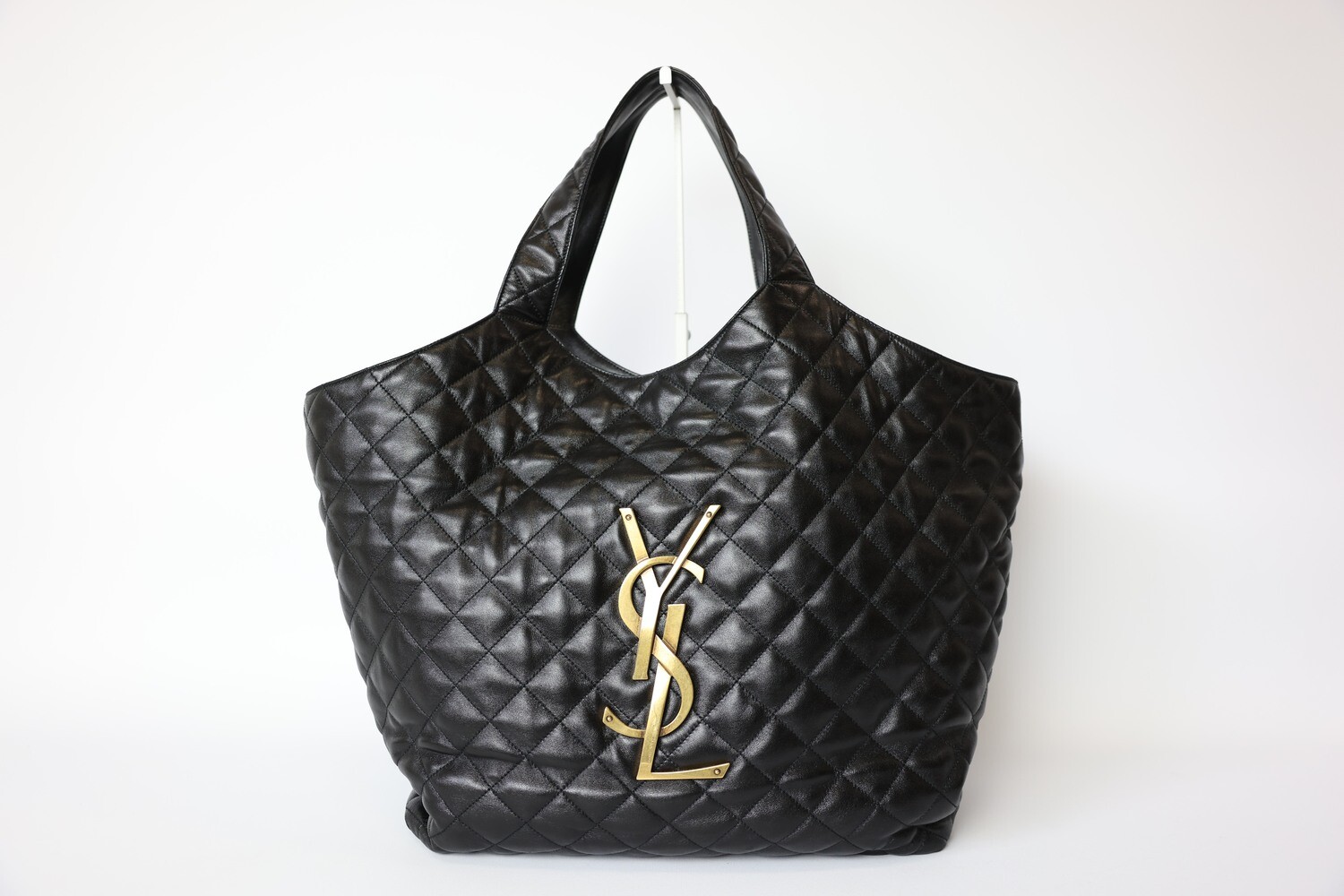 Saint Laurent Icare Tote, Black Leather with Gold Hardware, Preowned in Dustbag WA001