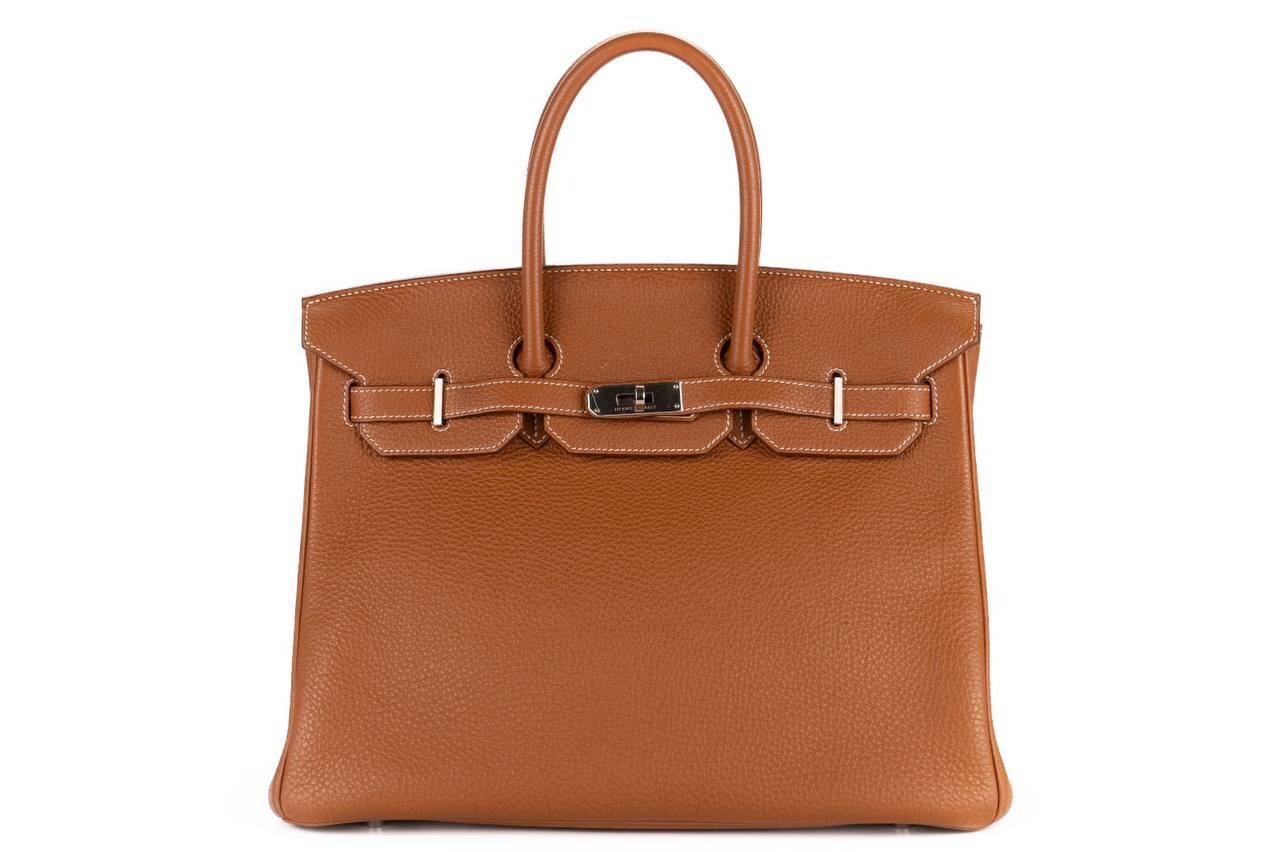 Birkin 35, Gold Togo leather, Palladium Hardware, Preowned - No Dustbag (Ships duty free from London)