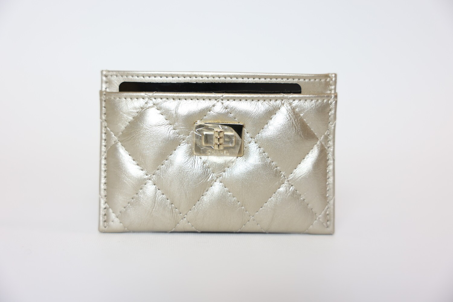 Chanel Reissue Card Holder, Gold Calfskin Leather With Gold Hardware, Preowned In Box WA001