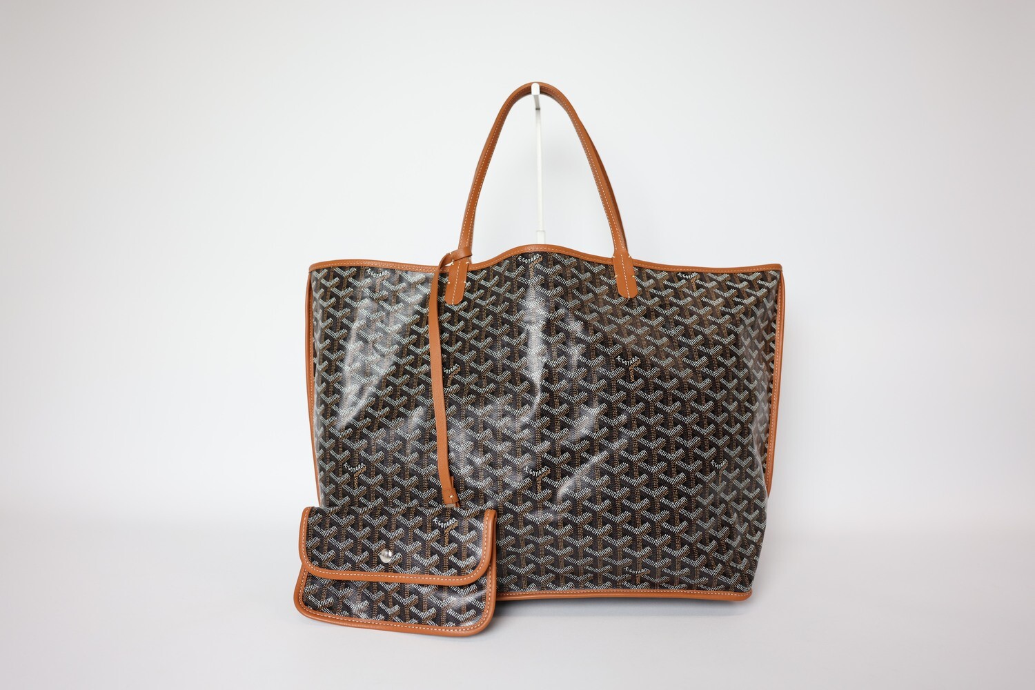 Goyard Reversible Anjou Tote GM, Black and Tan, Preowned in Dustbag WA001