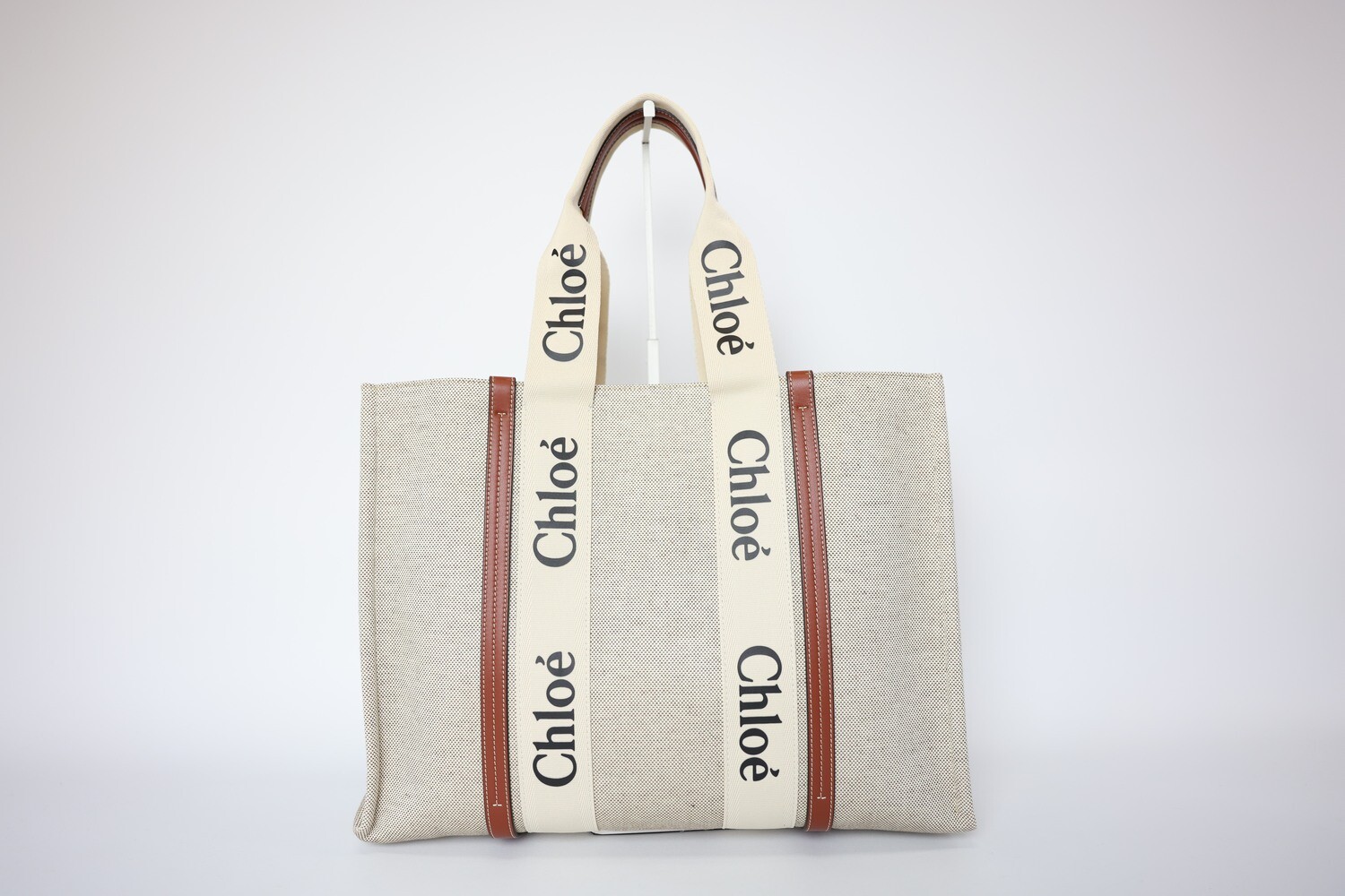 Chloe Woody Tote Large, Beige Canvas, New No Dustbag WA001