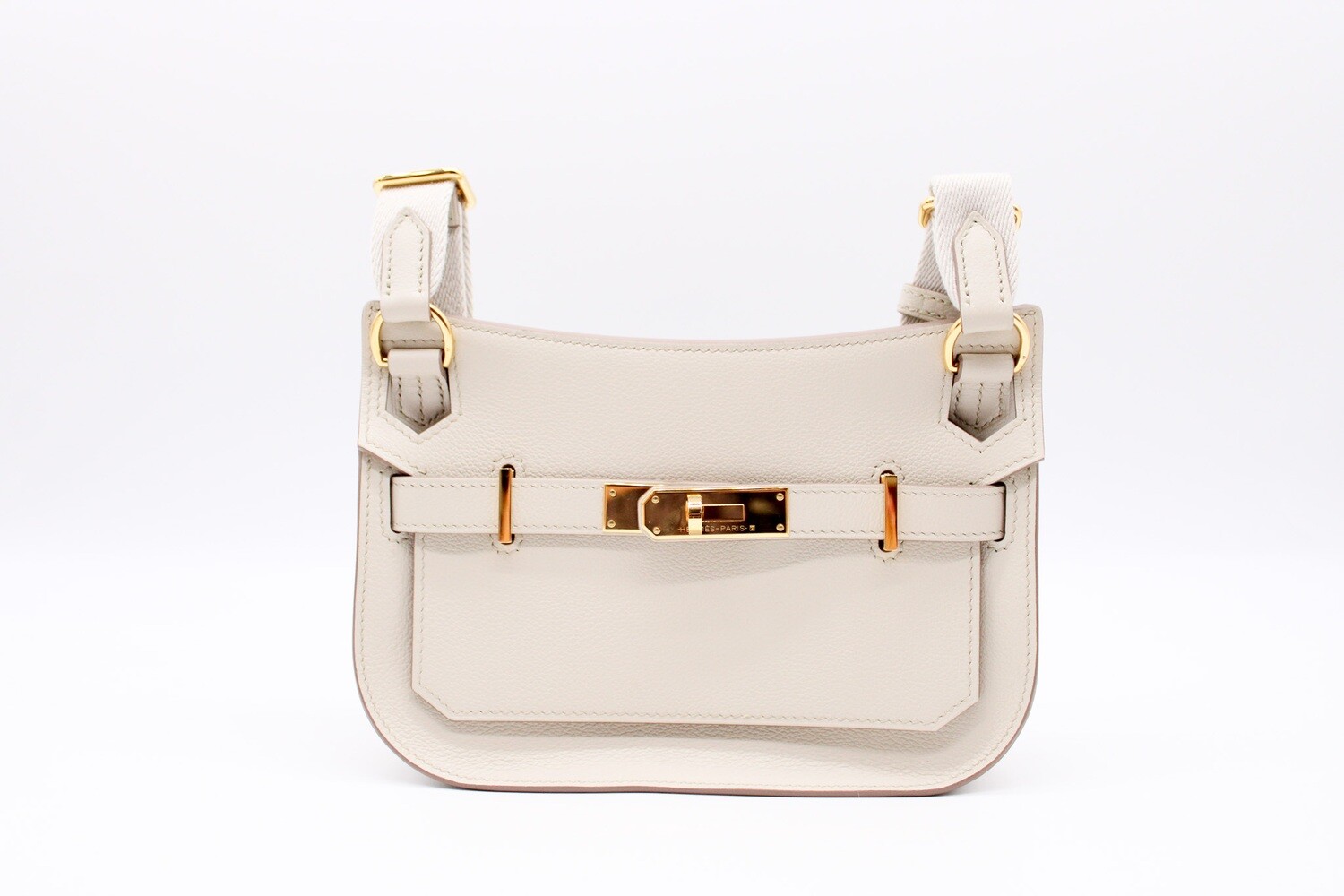 Hermes Jypsiere Mini, Beton (Light Grey / Beige), Gold Hardware, Preowned in Box CMA001