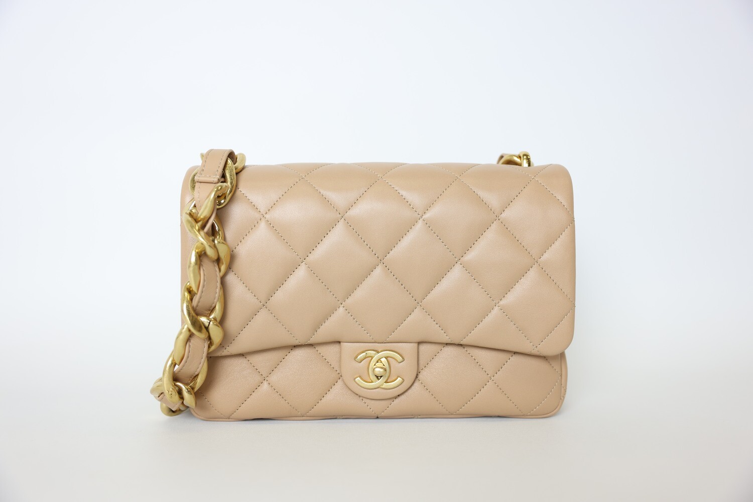 Chanel Funky Town Flap Large, Beige with Gold Hardware, Preowned in Box WA001