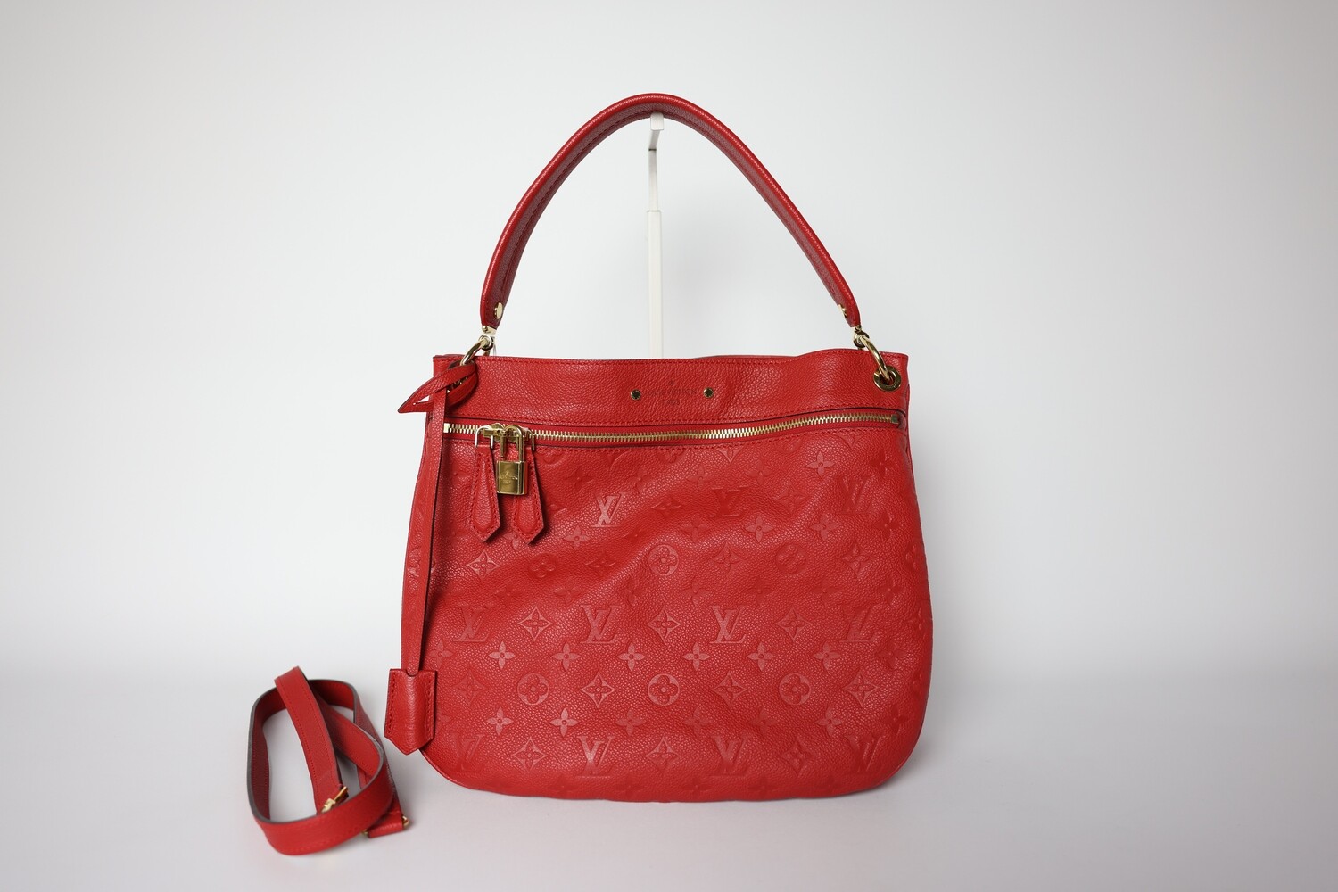Louis Vuitton Spontini Shoulder Bag, Red Monogram With Gold Hardware, Preowned In Dustbag WA001