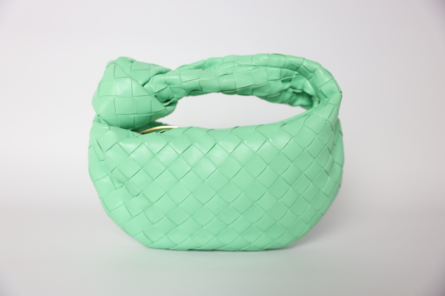 Bottega Venetta Jodie Mini, Green Woven Leather, Preowned in Dustbag WA001