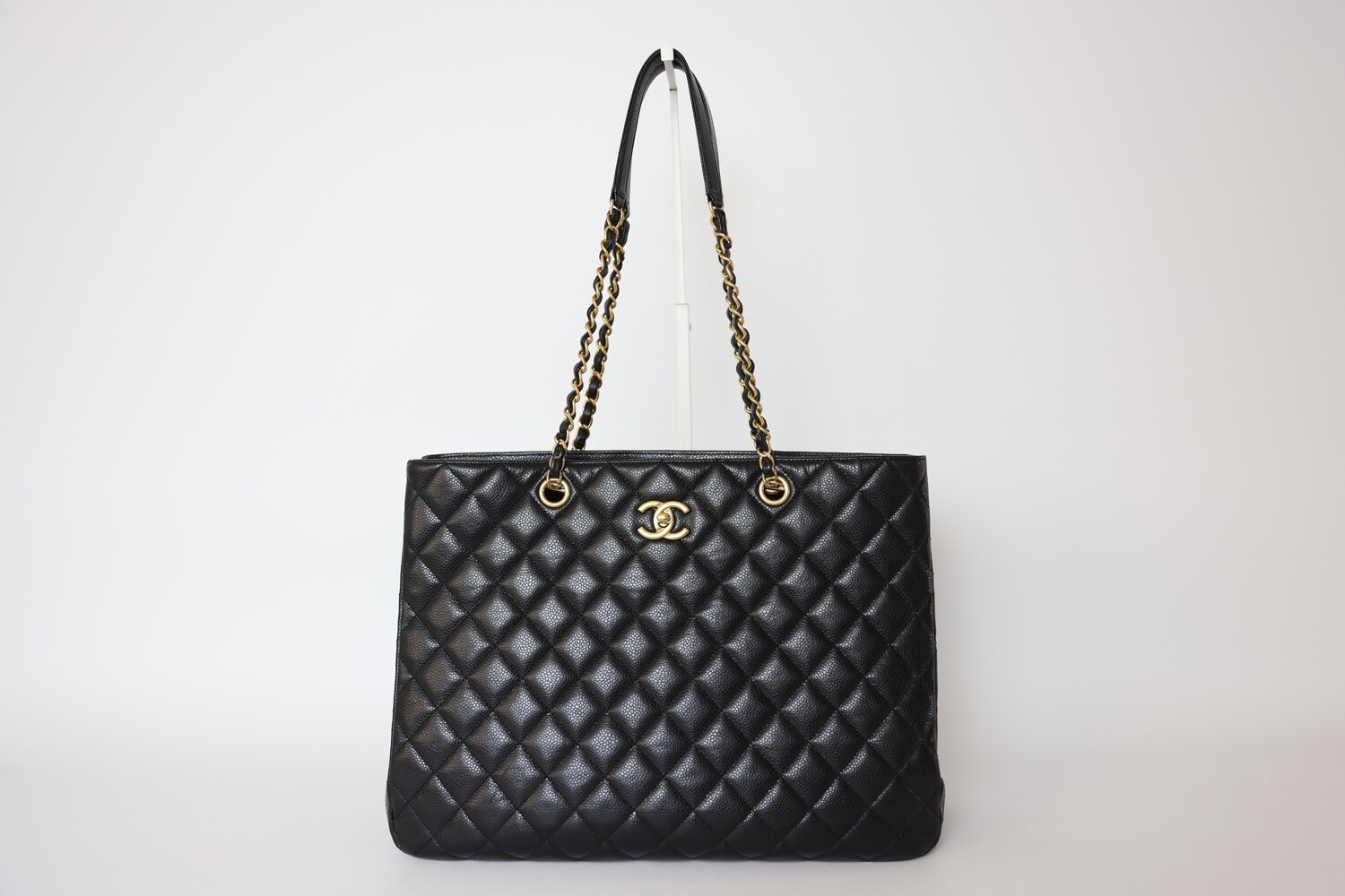 Chanel Shopping Tote, Black Caviar with Gold Hardware, Preowned in Dustbag WA001