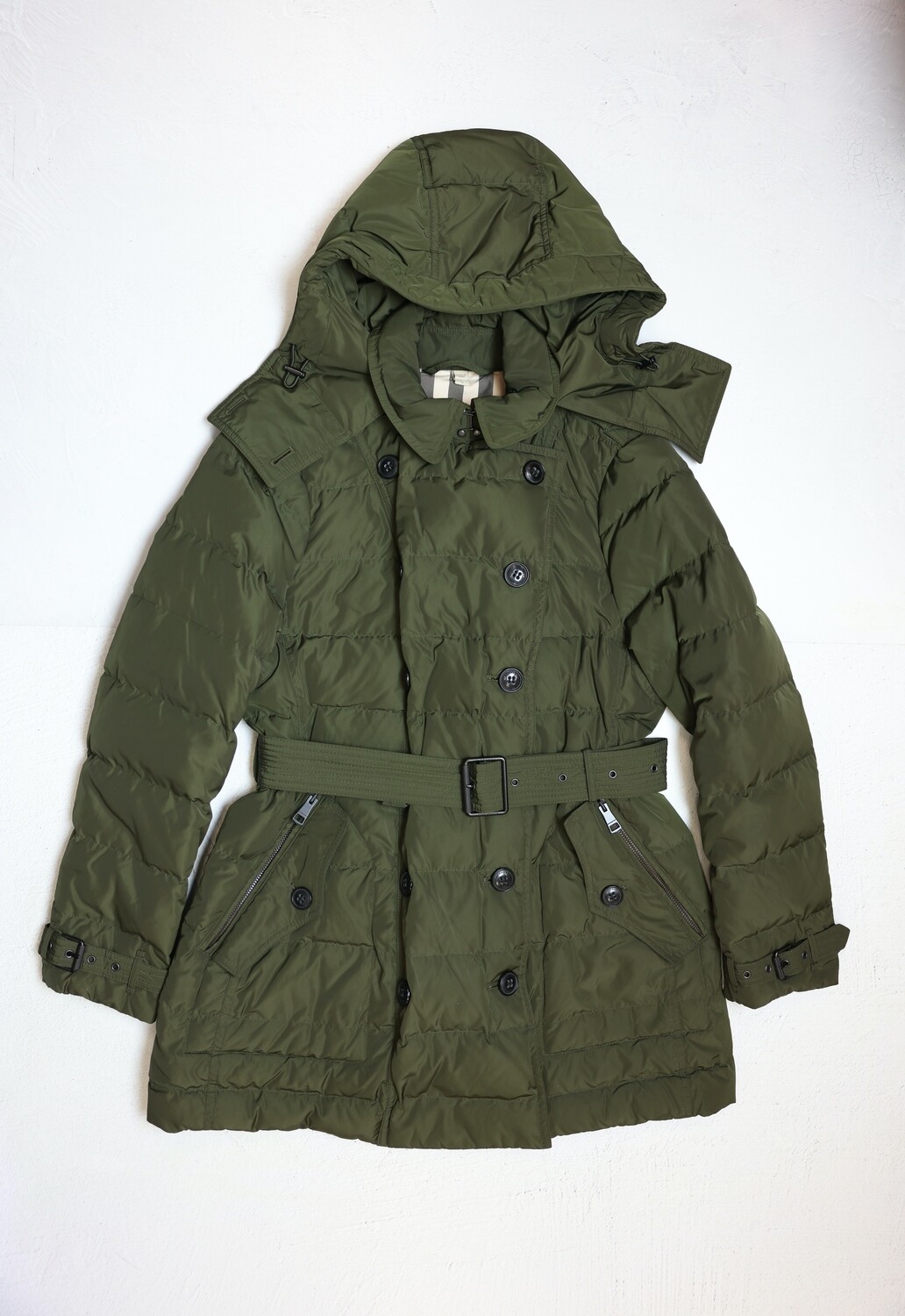 Burberry Allerdale Puffer Trench, Olive, Size Large, New in Garment Bag WA001