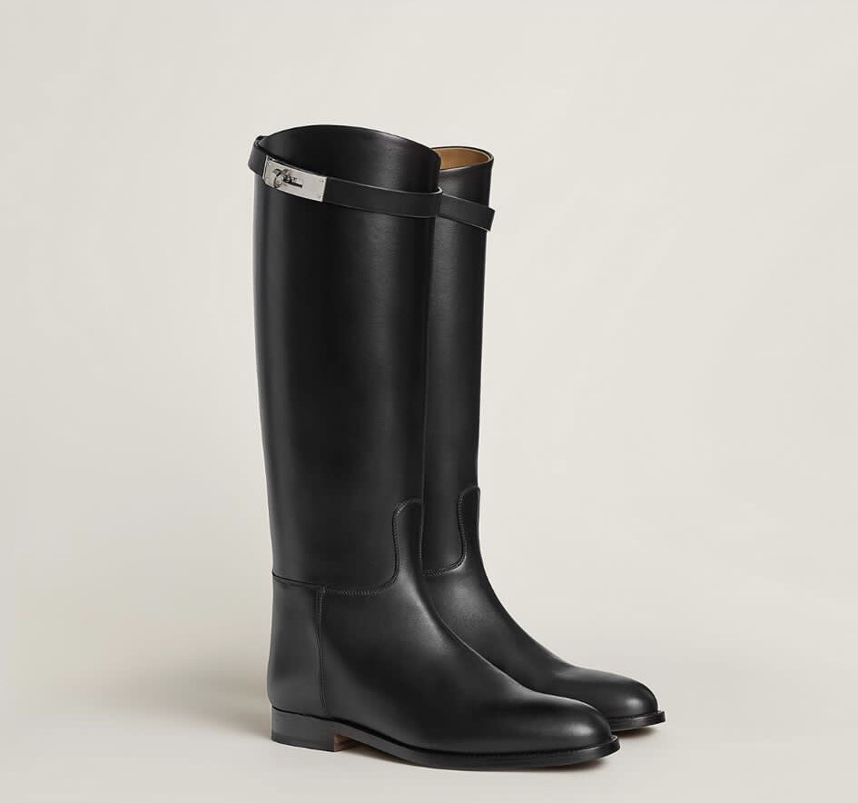 Hermes Jumping Boots, Black With Palladium Hardware, Size 36, New In Box WA001