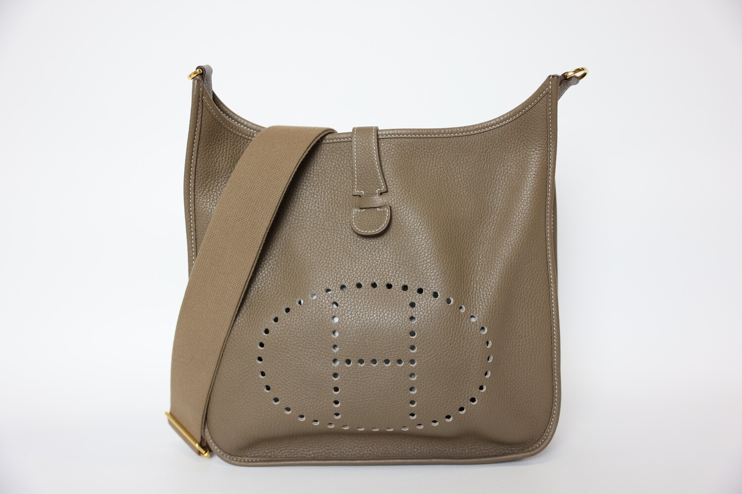 Hermes Evelyne GM, Etoupe with Gold Hardware, Preowned in Box WA001