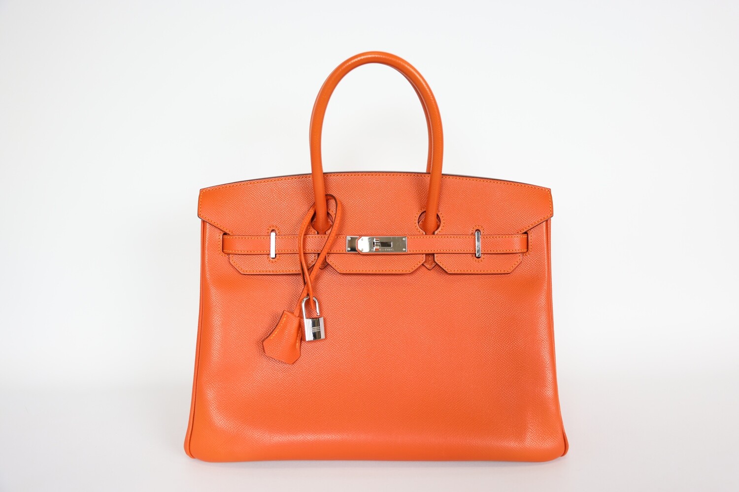 Hermes Birkin 35, Orange Epsom with Palladium Hardware, 2011 O Square, Preowned in Dustbag WA001