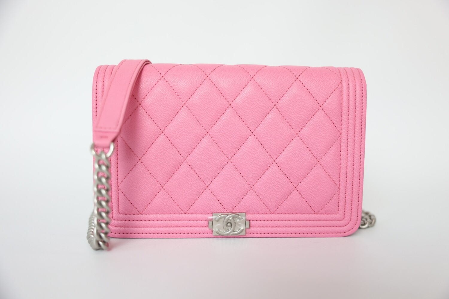 Chanel Boy Wallet on Chain, Pink Caviar with Ruthenium Hardware, New in Box WA001