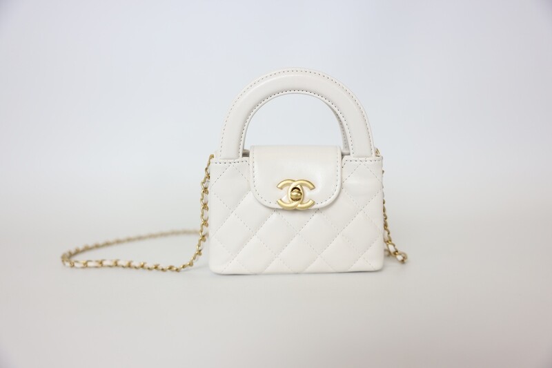 Chanel Kelly Mini, White With Gold Hardware, New In Box WA001