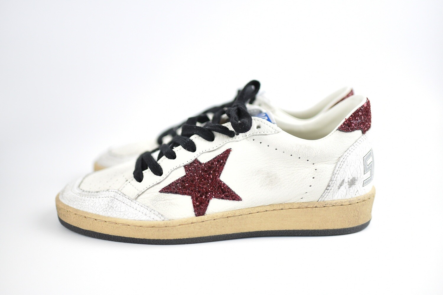 Golden Goose Shoes Ball Star, Red Glitter, Size 39, New in Box GA003