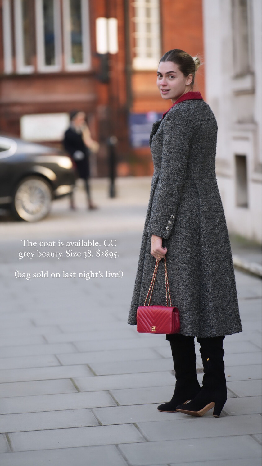 Chanel Coat Grey Size 38, Preowned (Ships Duty Free From London)