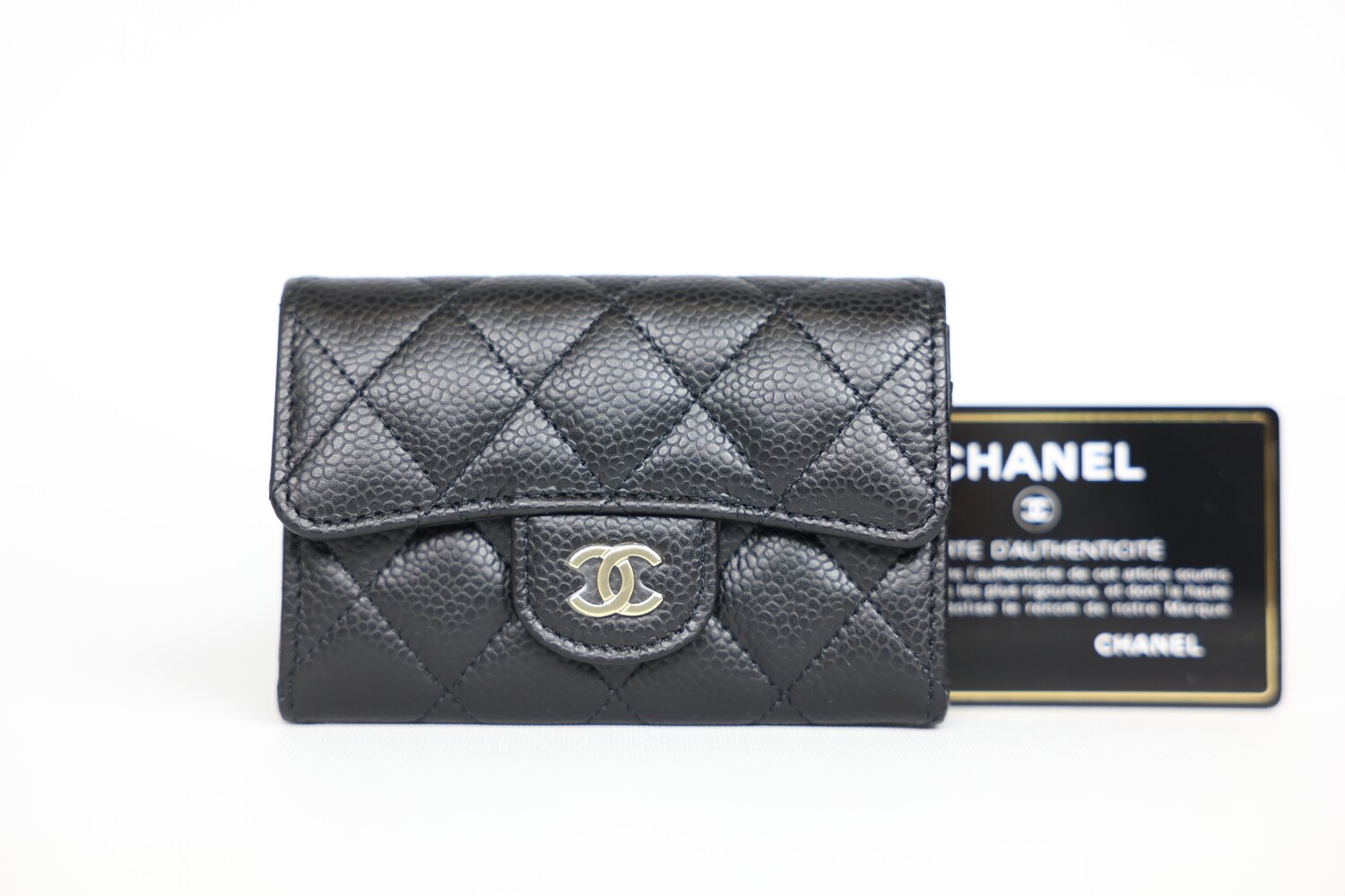 Chanel Snap Cardholder, Black Caviar with Gold Hardware, New in Box WA001