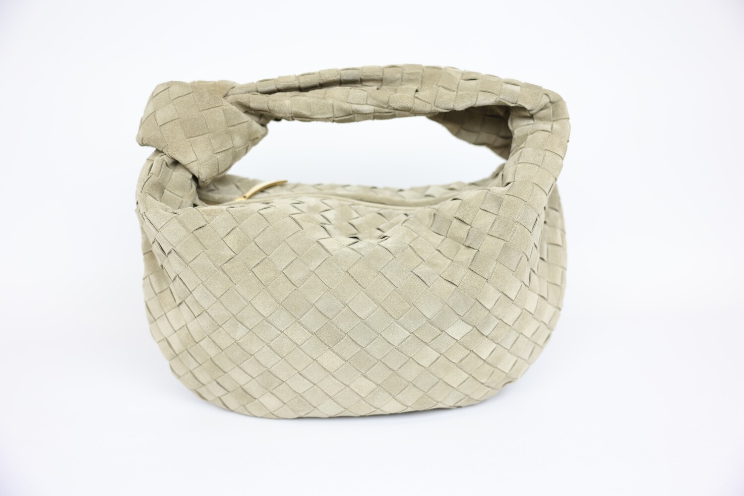 Bottega Veneta Teen Jodi Intrecciato Shoulder Bag, Beige Suede Preowned In Dustbag WA001