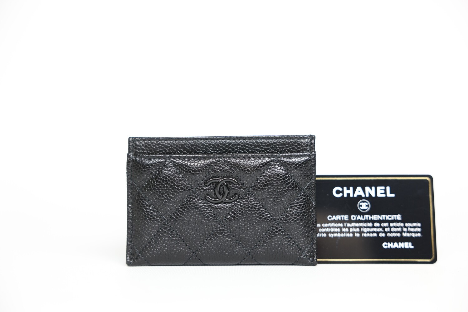 IGLIVE Chanel SLG Card Holder Black Caviar Leather With Black Hardware, Preowned In Box WA001