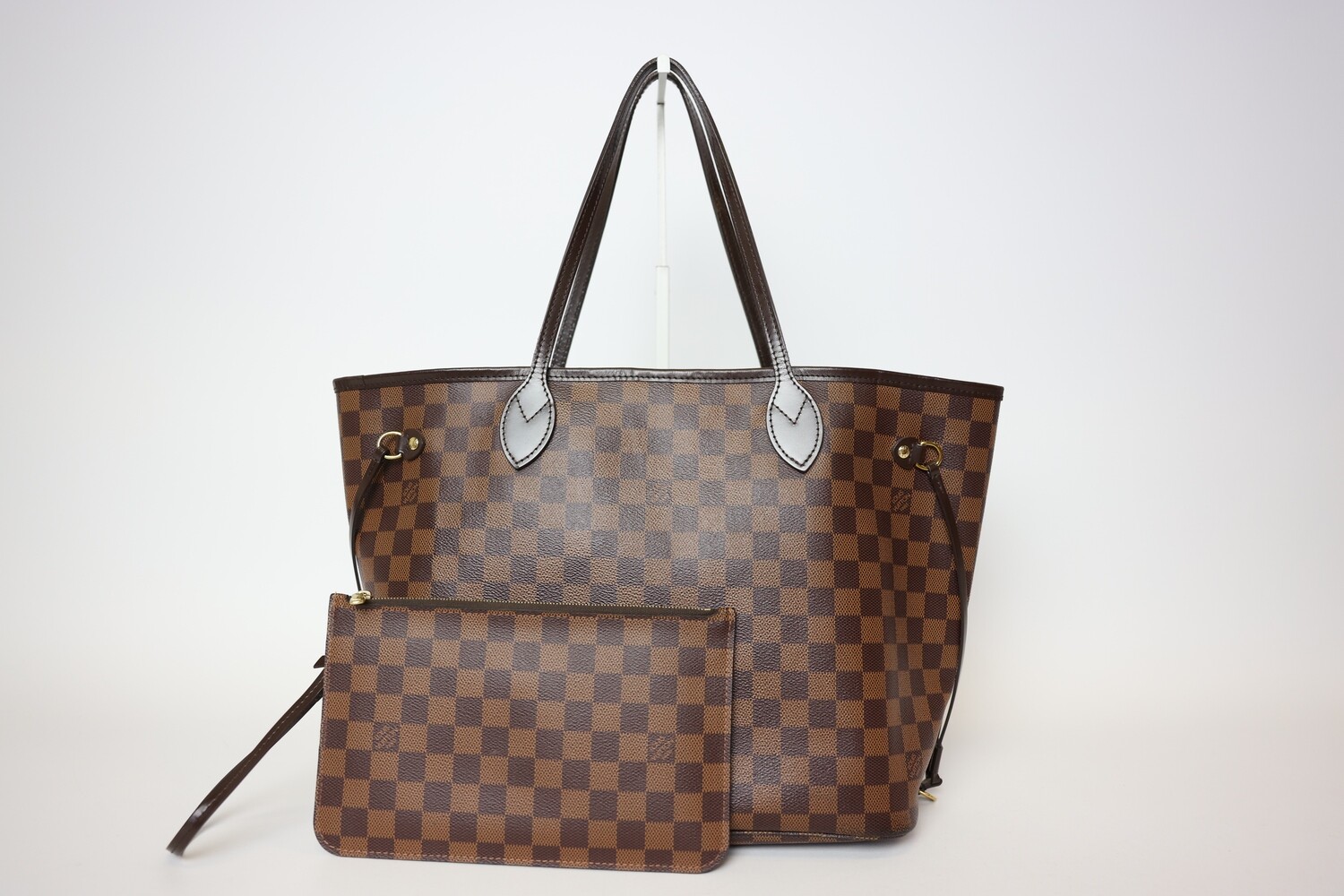 Louis Vuitton Neverfull MM Set, Damier Ebene Camvas With Gold Hardware, Preowned In Box WA001