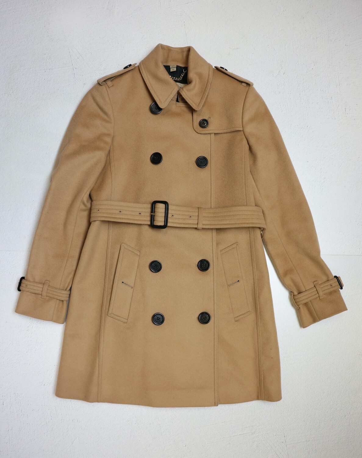 Burberry Buckingham Coat, Beige Wool And Cashmere, Size 6, Preowned In Dustbag, WA001