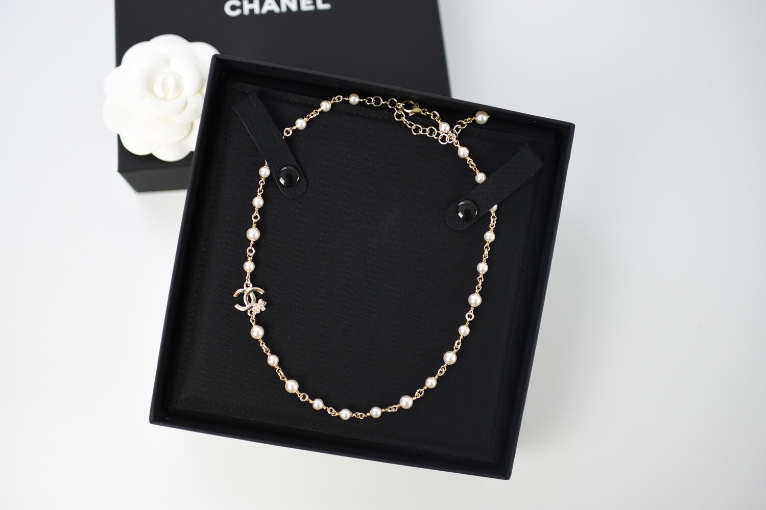 Chanel Necklace, CC with Crystals and Pearls, New in Box GA001