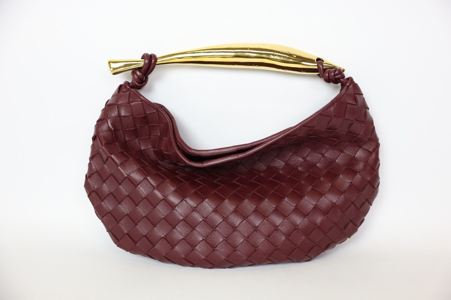Bottega Sardine, Burgundy Leather With Gold Hardware, Preowned In Dustbag WA001