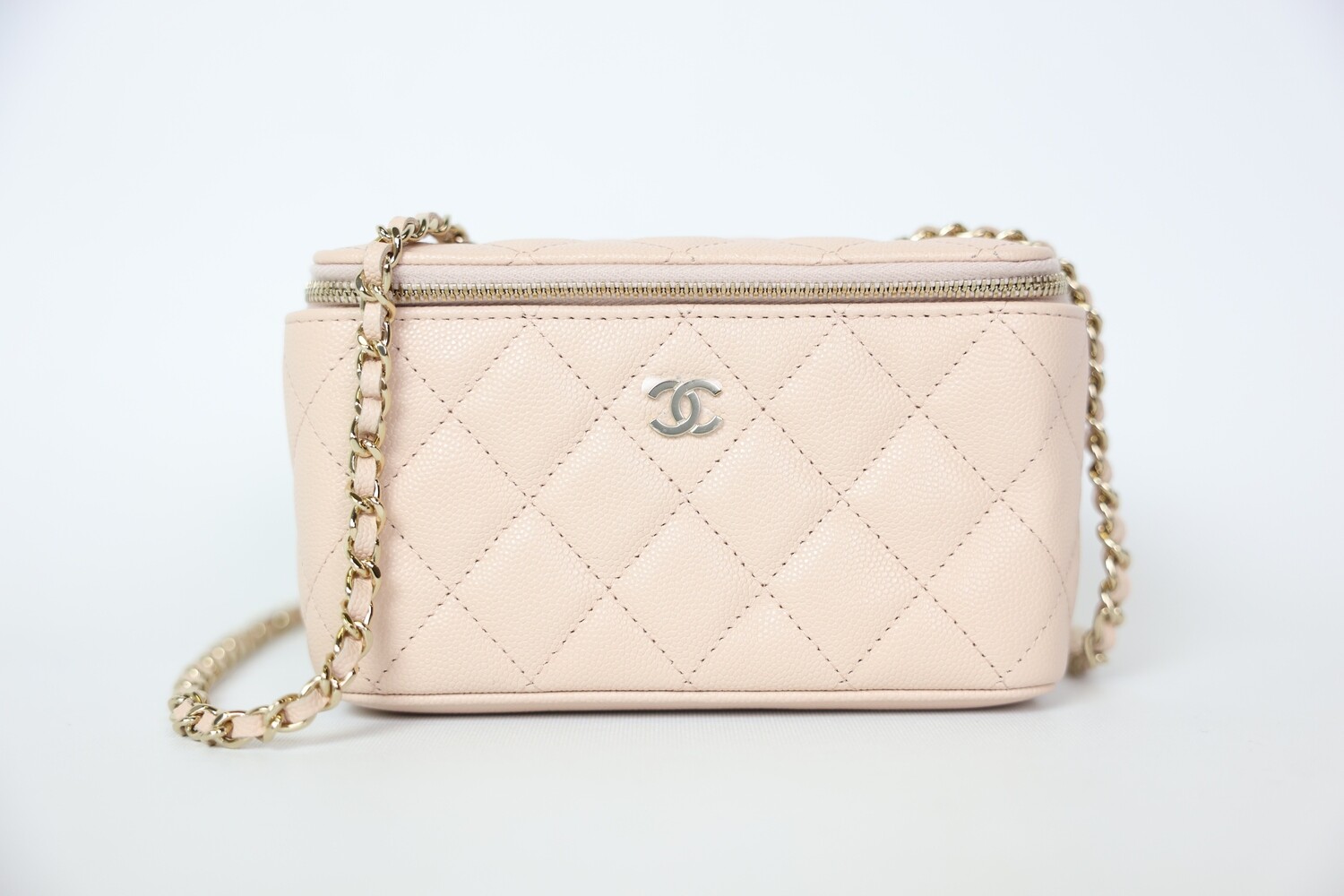 Chanel Vanity Case Small, Beige ACaviar with Gold Hardware, New in Box WA001