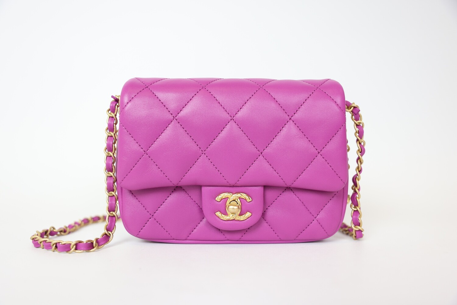 Chanel Chain Around Flap Mini, Purple Lambskin with Gold Hardware, New in Box