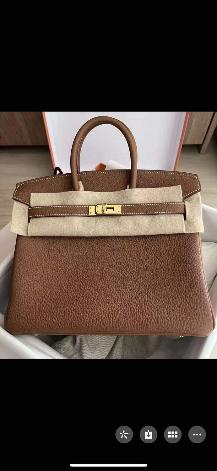 Hermes Birkin 25, Gold Togo Leather, Gold Hardware, New In Box With Receipt (B Stamp)