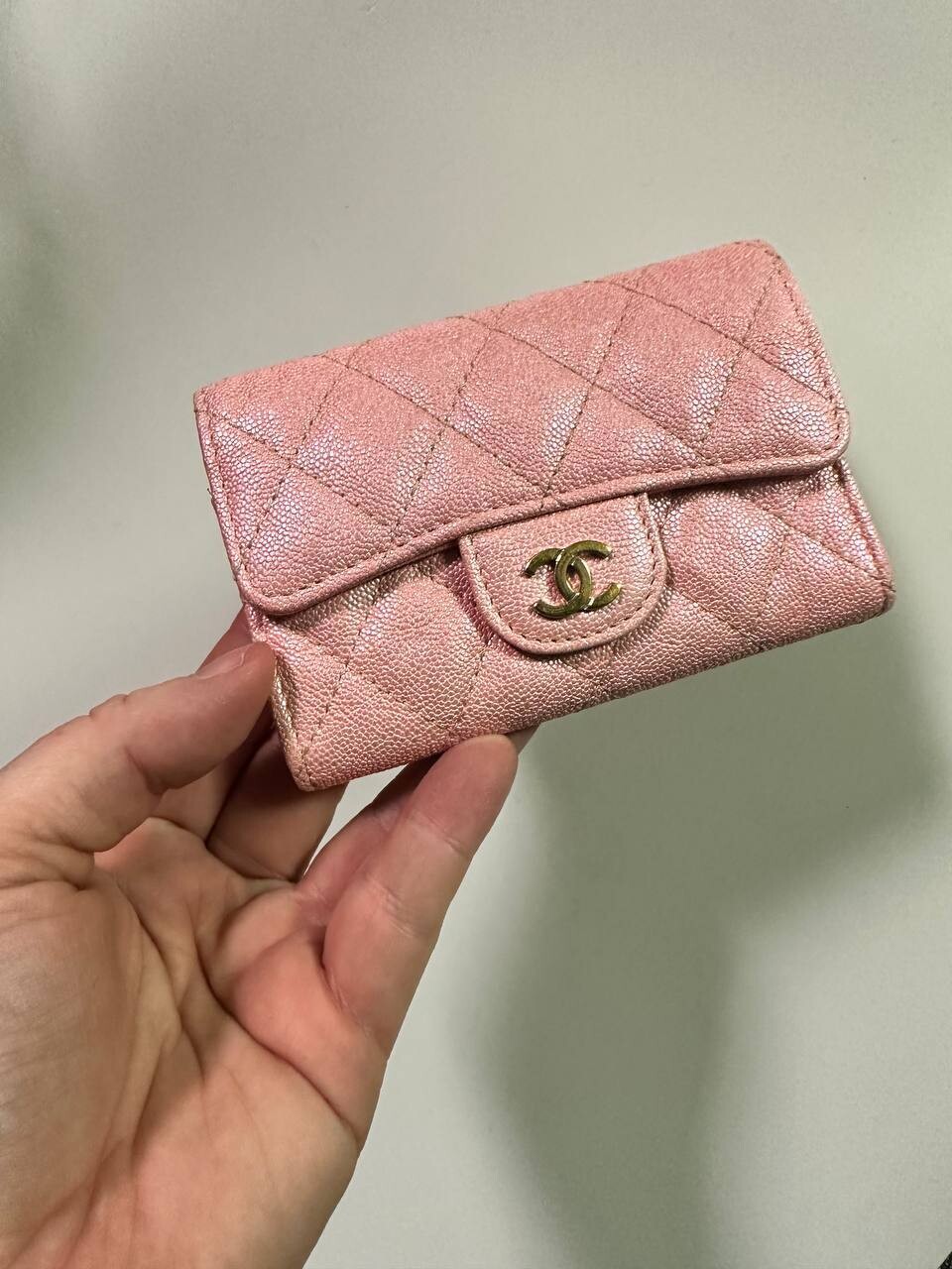 IGLIVE Chanel SLG 19S Snap Card Holder, Pink Caviar Leather, Preowned in Box 20240614